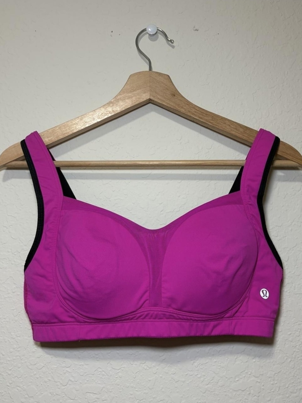 Lululemon Athletica Supportive Sports Bra In Fuschia with Black Trim / Size 36C